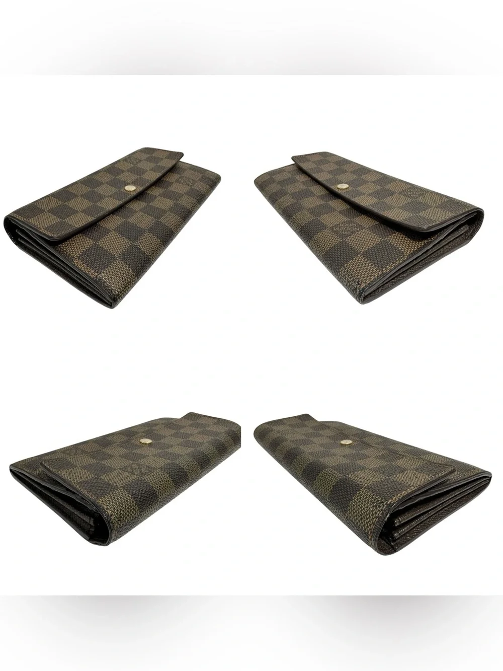 Louis Vuitton Sarah Damier Ebene Leather Long Wallet on Chain